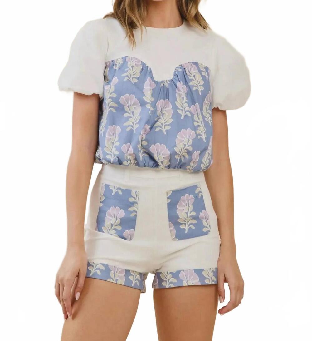 NEW TCEC contrast floral print short set in white